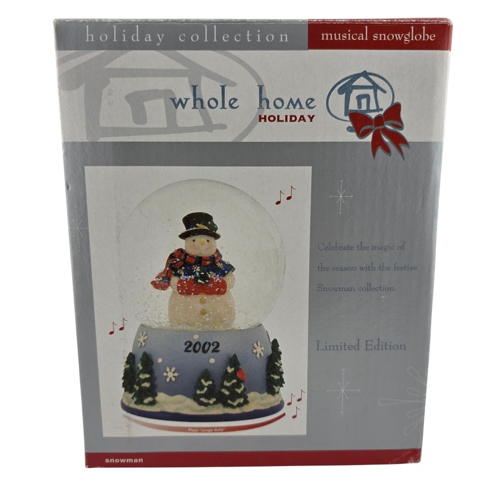 Sears Whole Home Holiday 2002 Snowman Musical Snow Globe Jingle Bells Limited Ed